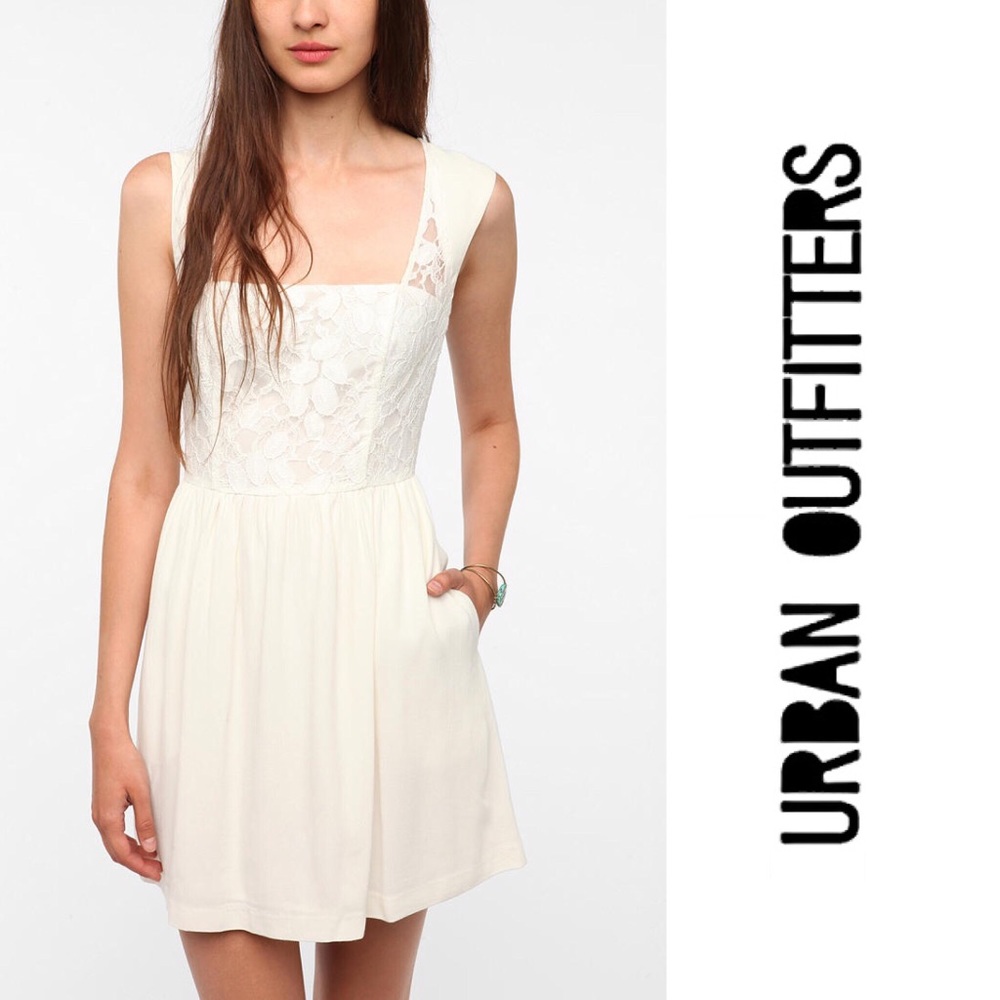 Urban Outfitters Ivory Lace Bodice Sleeveless Dress